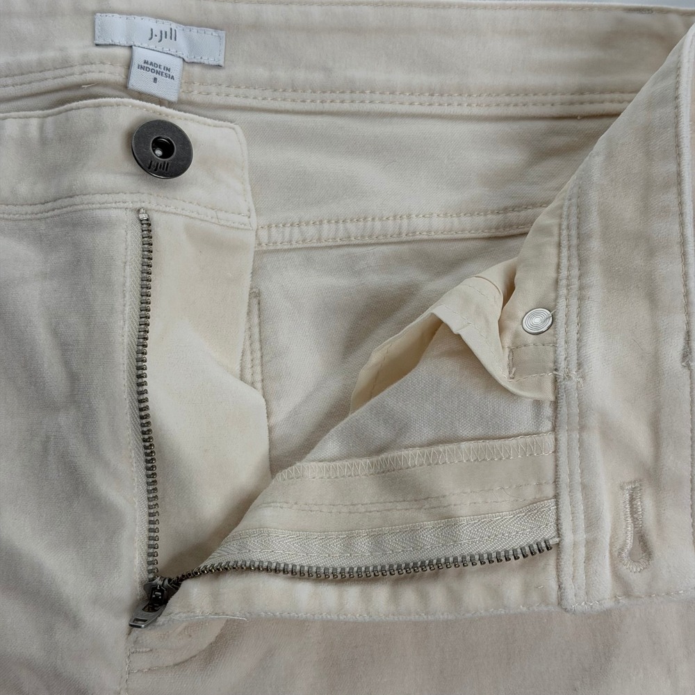 J. Jill Womens Cream Velour Straight Leg Pants Womens Sz 8 Stretch Cotton Blend - Picture 5 of 9